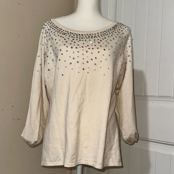 linea by louis dell'olio jeweled lightweight sweater - Picture 4 of 12